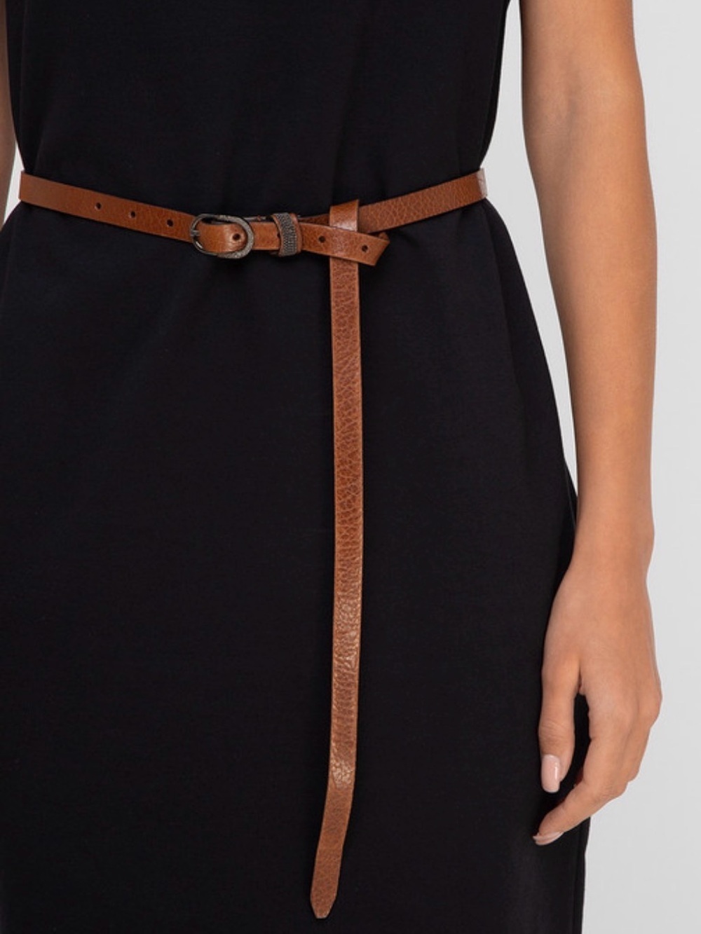 NEW Brunello Cucinelli Thin Leather Belt Brown Size Small